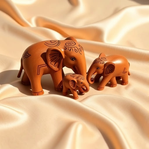 Carved wooden elephant statue