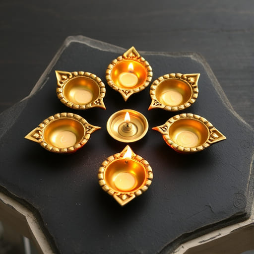 Brass diya set