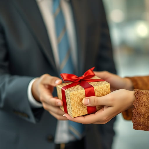 Corporate client receiving gifts